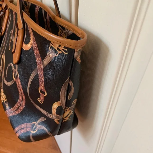 Lauren Ralph Lauren Black Print Handbag - Picture 3 of 8